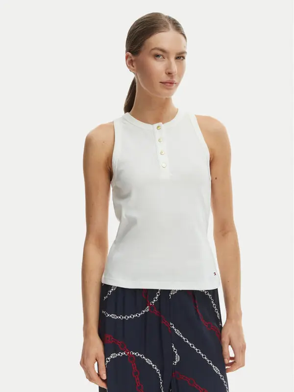 Tommy Hilfiger Tommy Hilfiger Top WW0WW49251 Écru Slim Fit