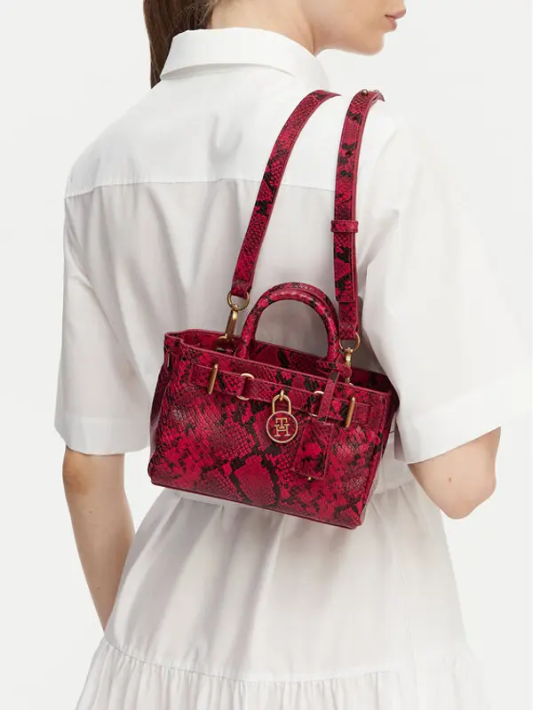 Tommy Hilfiger Tommy Hilfiger Torbica American Icon Micro Tote Snake AW0AW18820 Crvena