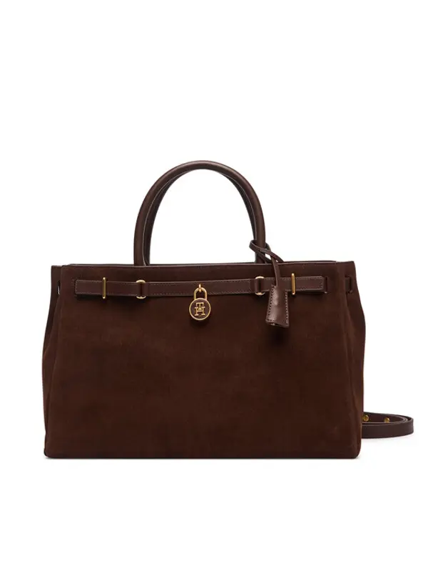Tommy Hilfiger Tommy Hilfiger Torbica American Icon Tote Suede AW0AW19216 Smeđa