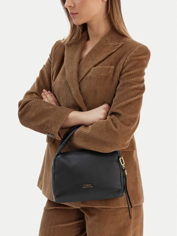 Tommy Hilfiger Tommy Hilfiger Torbica City Leather Mini Bag AW0AW18150 Crna