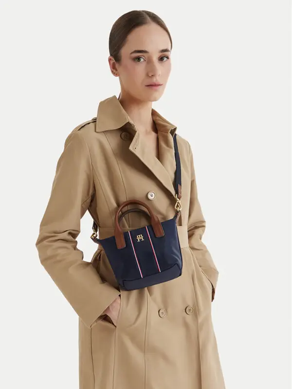 Tommy Hilfiger Tommy Hilfiger Torbica Popette Micro Tote Corp AW0AW18552 Tamnoplava
