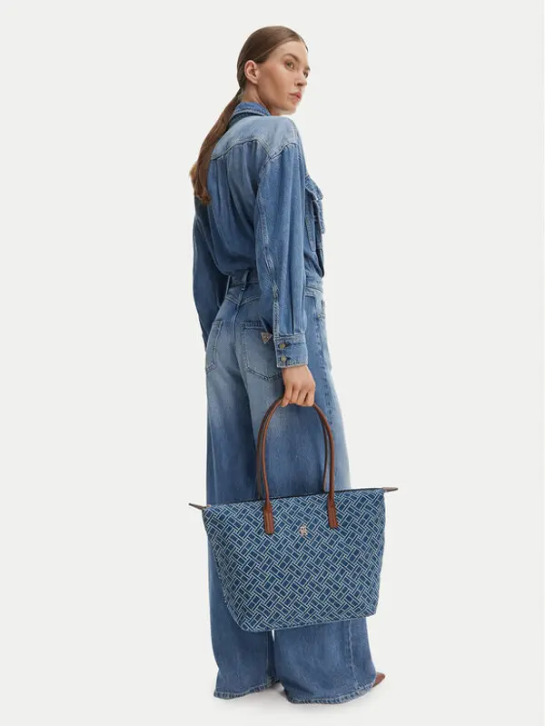 Tommy Hilfiger Tommy Hilfiger Torbica Popette Tote Denim Flag AW0AW18613 Plava