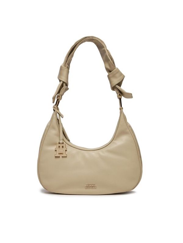 Tommy Hilfiger Tommy Hilfiger Torbica Pushlock Leather Hobo AW0AW16073 Écru