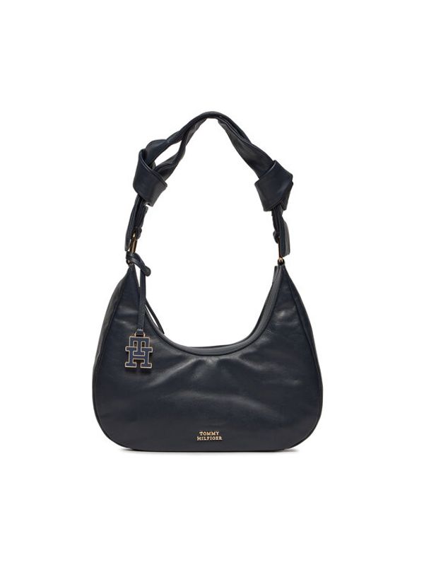 Tommy Hilfiger Tommy Hilfiger Torbica Pushlock Leather Hobo AW0AW16073 Tamnoplava