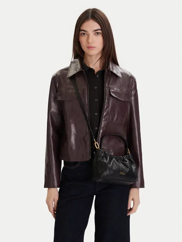 Tommy Hilfiger Tommy Hilfiger Torbica Soft Leather Mini Crossover AW0AW18306 Crna