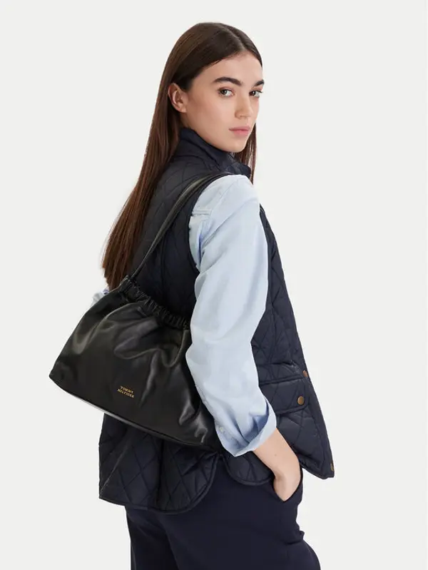 Tommy Hilfiger Tommy Hilfiger Torbica Soft Leather Shoulder Bag AW0AW18307 Crna