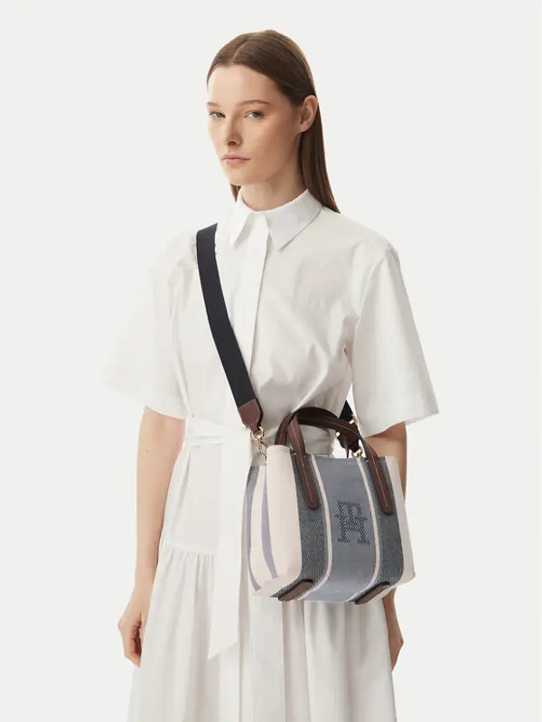 Tommy Hilfiger Tommy Hilfiger Torbica Th City Mini Satchel Jacquard AW0AW18732 Plava