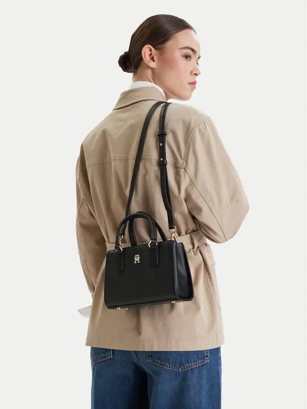 Tommy Hilfiger Tommy Hilfiger Torbica Th Daily Mini Tote Mono AW0AW18416 Crna