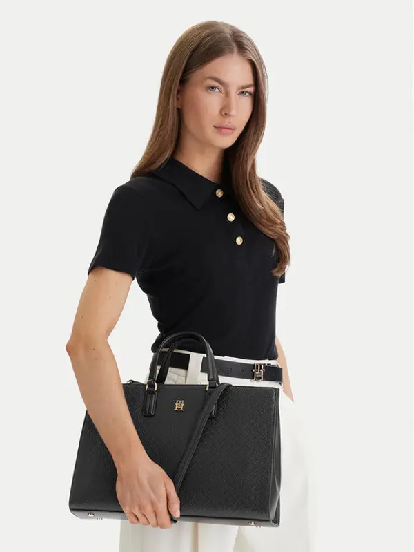 Tommy Hilfiger Tommy Hilfiger Torbica Th Daily Satchel Mono AW0AW18418 Crna