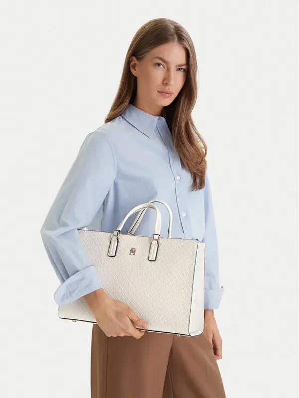 Tommy Hilfiger Tommy Hilfiger Torbica Th Daily Satchel Mono AW0AW18418 Écru