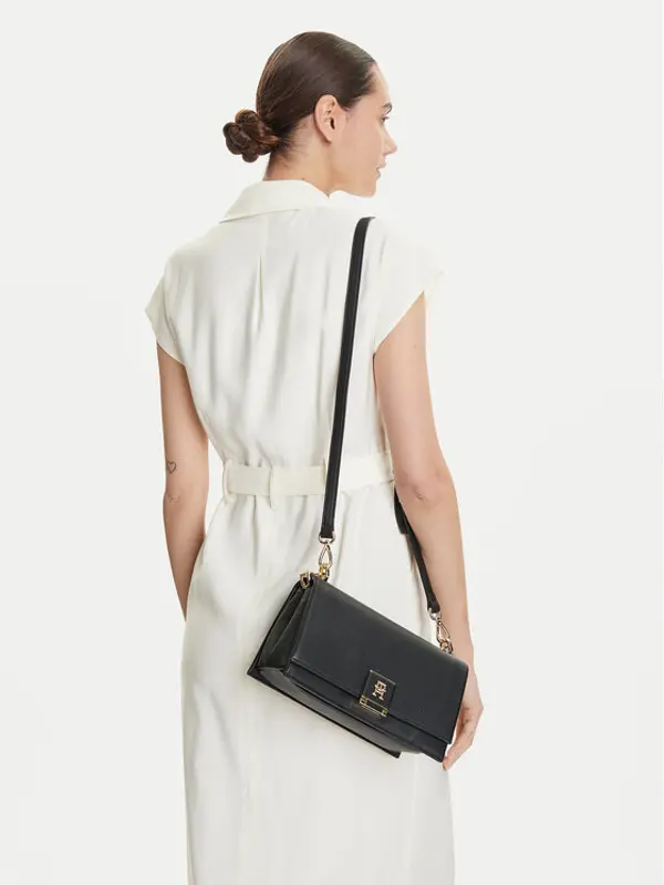 Tommy Hilfiger Tommy Hilfiger Torbica Th Her Med Crossover AW0AW17216 Crna