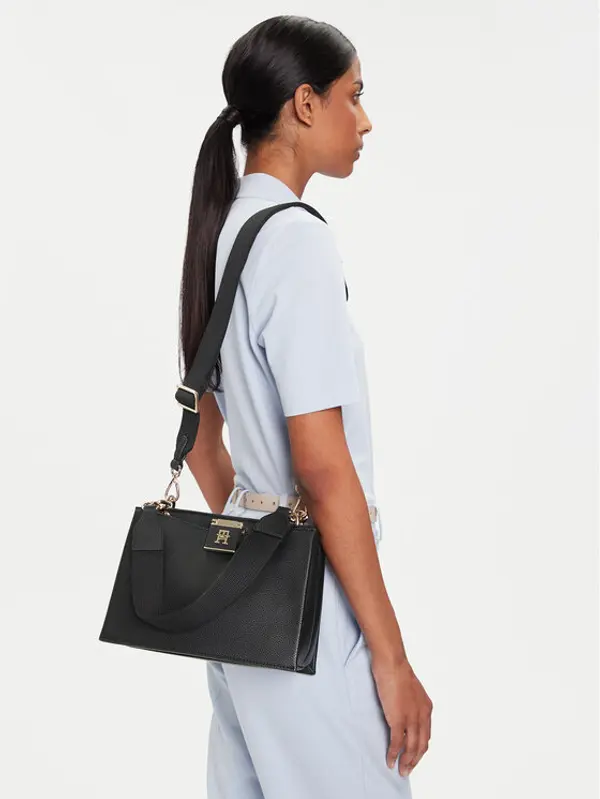 Tommy Hilfiger Tommy Hilfiger Torbica Th Her Med Satchel AW0AW17722 Crna