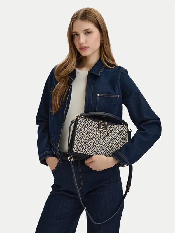 Tommy Hilfiger Tommy Hilfiger Torbica Th Her Med Satchel Jacqu AW0AW18639 Tamnoplava
