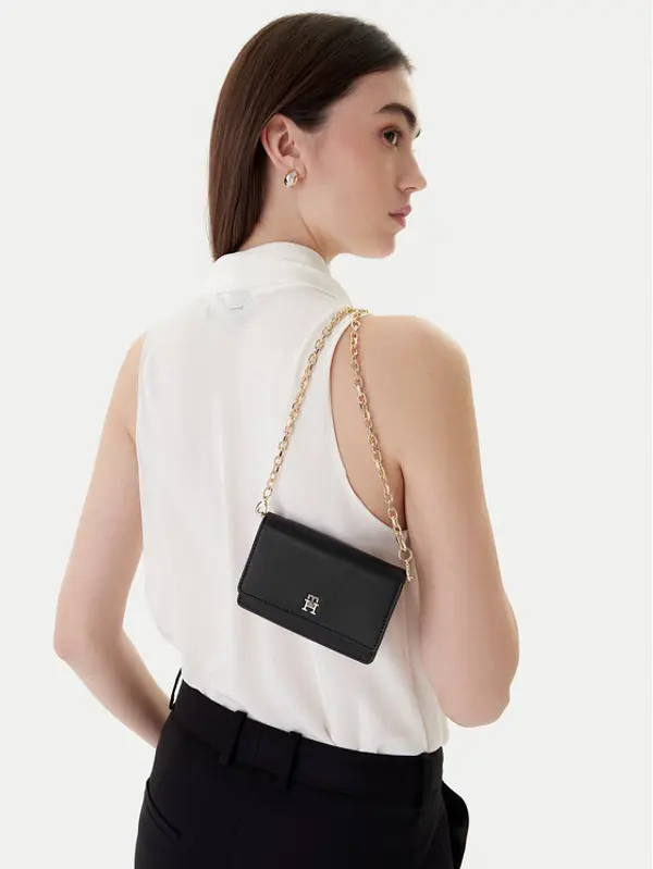 Tommy Hilfiger Tommy Hilfiger Torbica Th Icon Card Holder W/Chain AW0AW18248 Crna