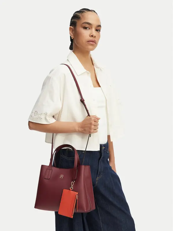 Tommy Hilfiger Tommy Hilfiger Torbica Th Icon Mini Satchel AW0AW18722 Smeđa