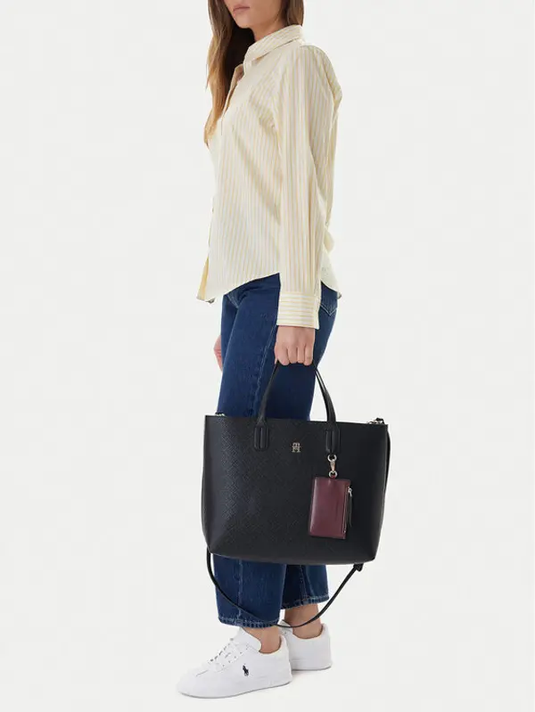 Tommy Hilfiger Tommy Hilfiger Torbica Th Icon Satchel Mono AW0AW18123 Tamnoplava