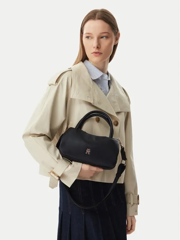 Tommy Hilfiger Tommy Hilfiger Torbica Th Logotape Mini Satchel AW0AW18743 Crna