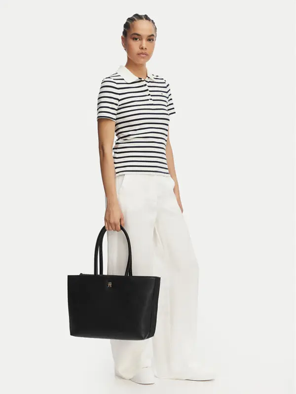 Tommy Hilfiger Tommy Hilfiger Torbica Th Logotape Tote AW0AW18742 Crna
