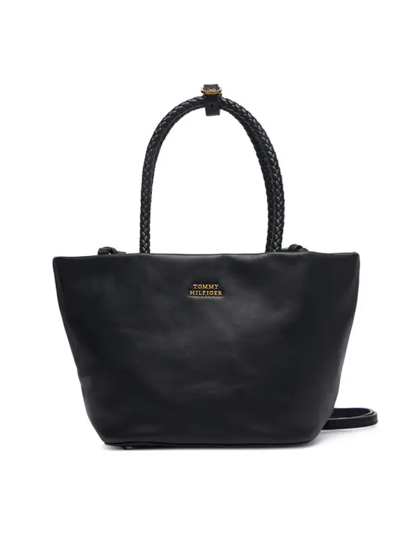 Tommy Hilfiger Tommy Hilfiger Torbica Th Marina Bucket Leather AW0AW18739 Crna