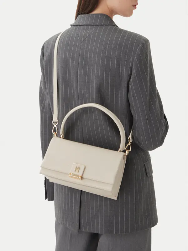 Tommy Hilfiger Tommy Hilfiger Torbica Th Monogram Pebble Grain Crossbody Bag AW0AW17216 Écru