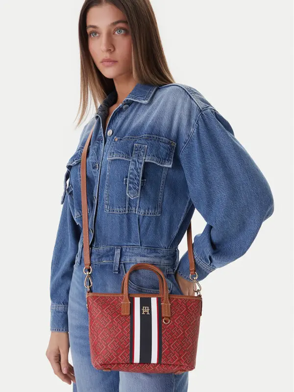 Tommy Hilfiger Tommy Hilfiger Torbica Th Monoplay Mini Tote Stripe Le AW0AW18389 Crvena