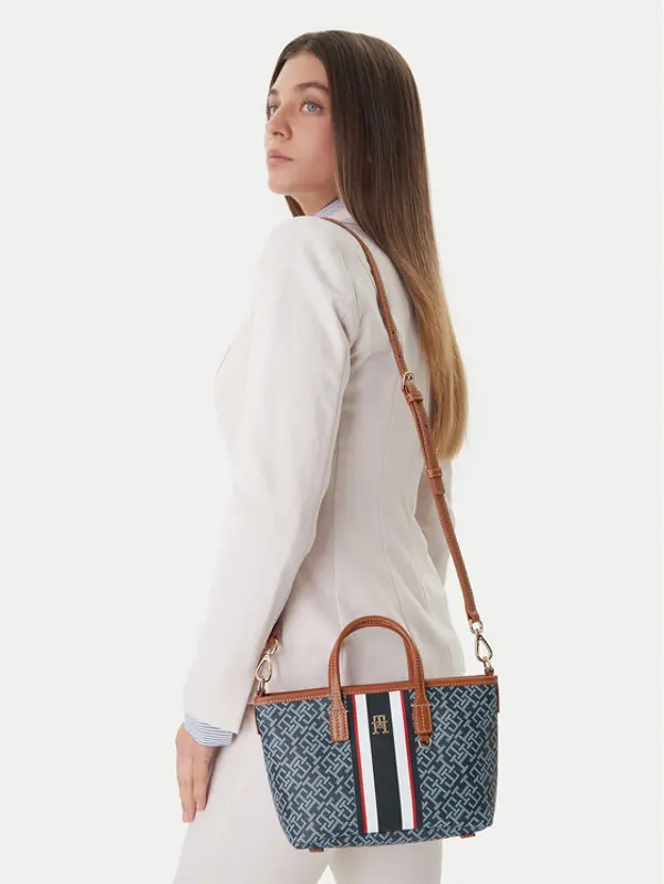Tommy Hilfiger Tommy Hilfiger Torbica Th Monoplay Mini Tote Stripe Le AW0AW18389 Plava
