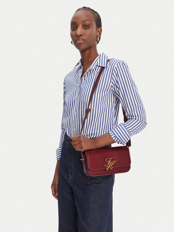 Tommy Hilfiger Tommy Hilfiger Torbica Th Script Flap Crossover AW0AW18399 Tamnocrvena