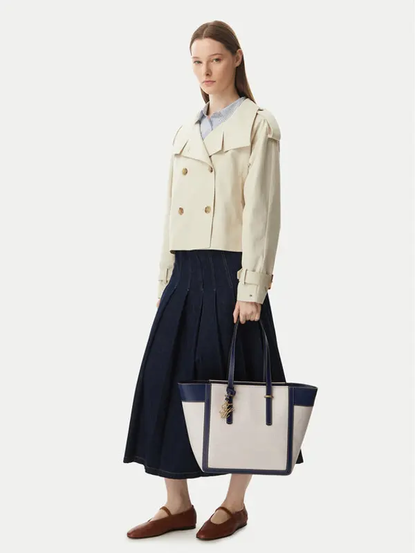 Tommy Hilfiger Tommy Hilfiger Torbica Th Script Tote Canvas AW0AW18829 Krem
