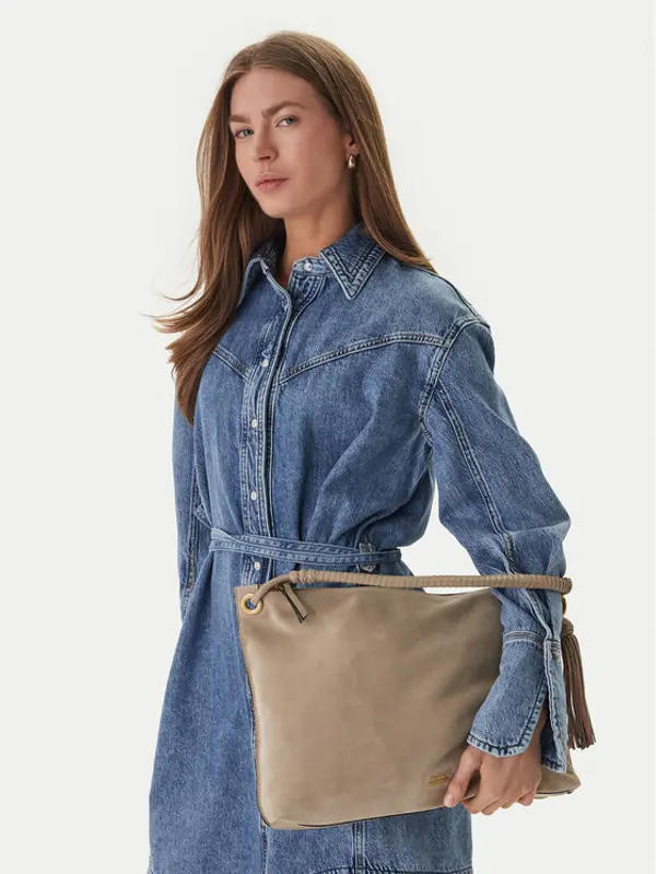 Tommy Hilfiger Tommy Hilfiger Torbica Th Statement Leather Bag Suede AW0AW18402 Bež