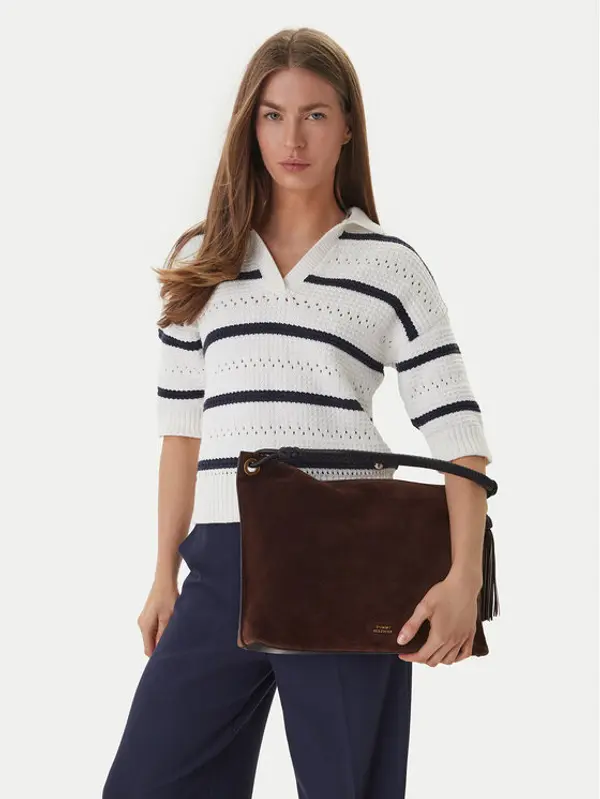Tommy Hilfiger Tommy Hilfiger Torbica Th Statement Leather Bag Suede AW0AW18402 Smeđa