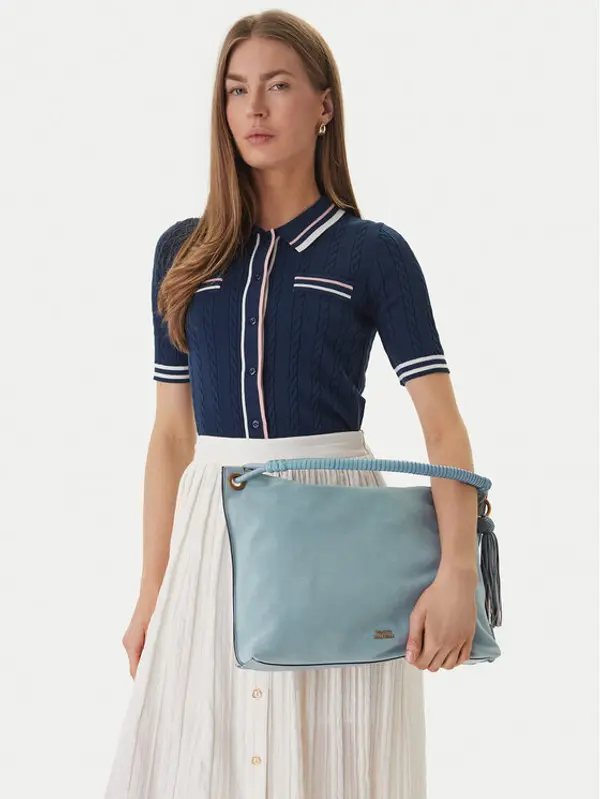 Tommy Hilfiger Tommy Hilfiger Torbica Th Statement Leather Bag Suede AW0AW18402 Svijetloplava