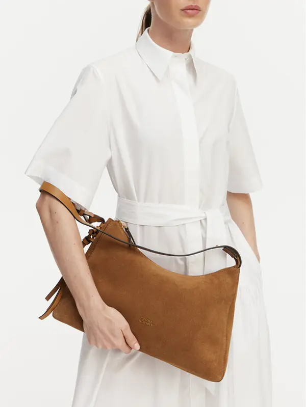 Tommy Hilfiger Tommy Hilfiger Torbica Th Statement Shoulder Bag Suede AW0AW18824 Smeđa
