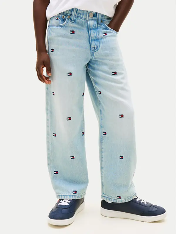 Tommy Hilfiger Tommy Hilfiger Traperice Wavy Flag KB0KB10417 Svijetlo plava Loose Fit