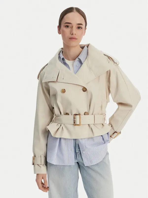 Tommy Hilfiger Tommy Hilfiger Trench WW0WW50768 Bež Oversize