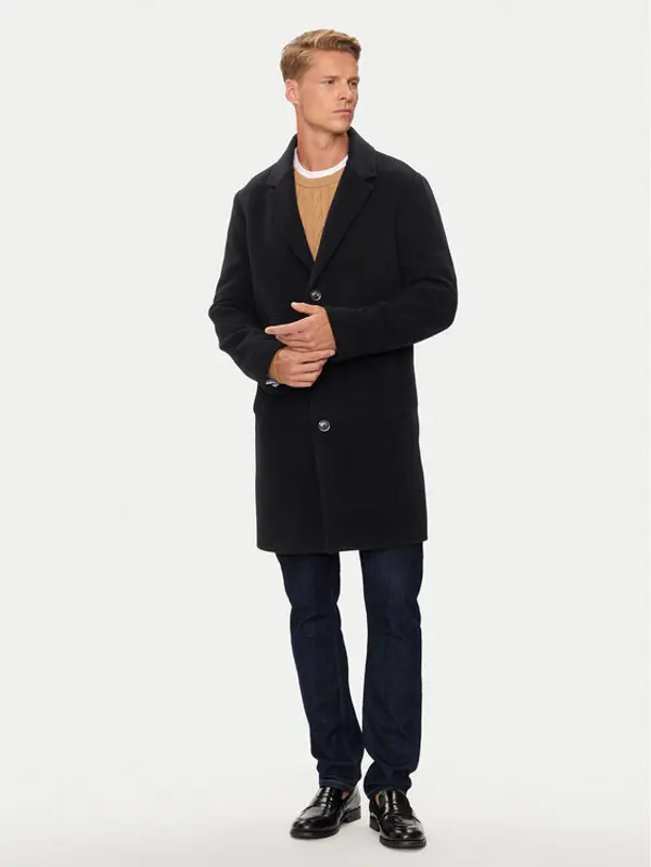 Tommy Hilfiger Tommy Hilfiger Vuneni kaput MW0MW36611 Crna Regular Fit