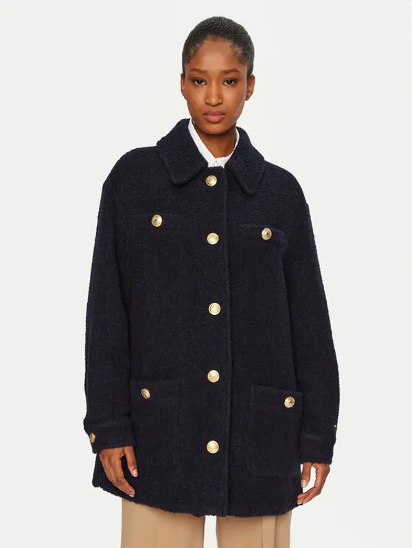 Tommy Hilfiger Tommy Hilfiger Vuneni kaput WW0WW43762 Tamnoplava Regular Fit