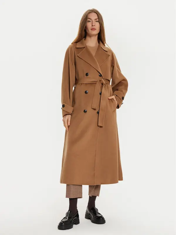 Tommy Hilfiger Tommy Hilfiger Vuneni kaput WW0WW45919 Smeđa Oversize