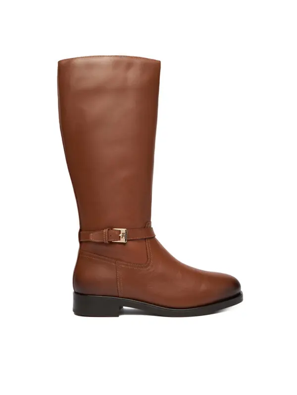 Tommy Hilfiger Tommy Hilfiger Zimske čizme Th Buckle Riding Lthr Long Boot FW0FW08873 Smeđa