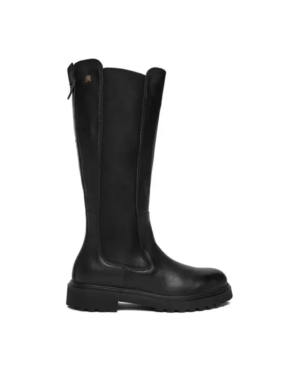 Tommy Hilfiger Tommy Hilfiger Zimske čizme Th Lthr Cleated Long Boot FW0FW08985 Crna