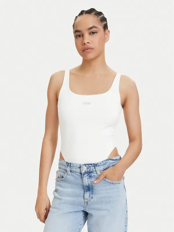 Tommy Jeans Tommy Jeans Bodi Metallic Logo DW0DW22311 Bijela Slim Fit