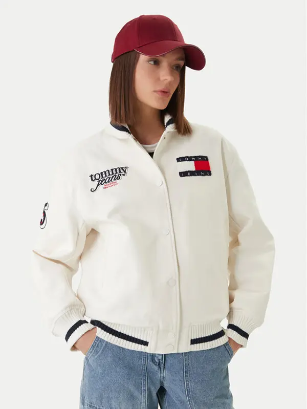 Tommy Jeans Tommy Jeans Bomber DW0DW22585 Bijela Relaxed Fit
