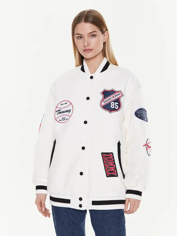 Tommy Jeans Tommy Jeans Bomber Letterman DW0DW14940 Bijela Oversize