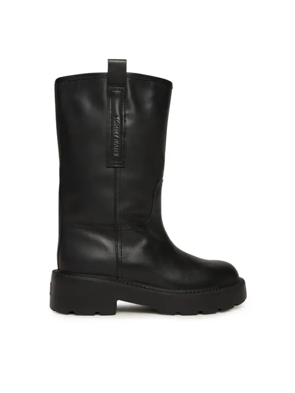 Tommy Jeans Tommy Jeans Čizme Tjw Leather Mid Tubular Boot EN0EN02834 Crna