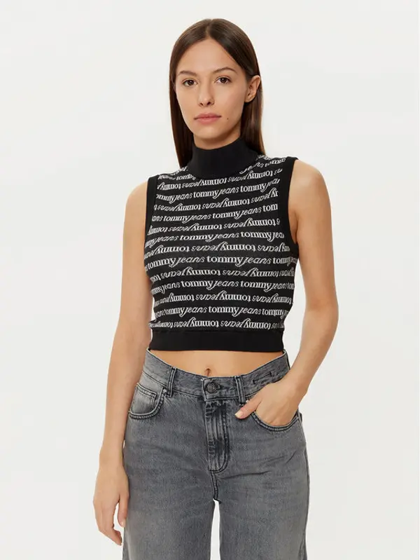 Tommy Jeans Tommy Jeans Dolčevita DW0DW19346 Crna Slim Fit