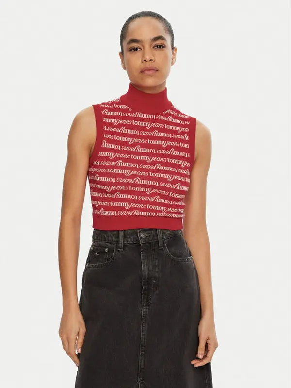 Tommy Jeans Tommy Jeans Dolčevita DW0DW19346 Crvena Slim Fit
