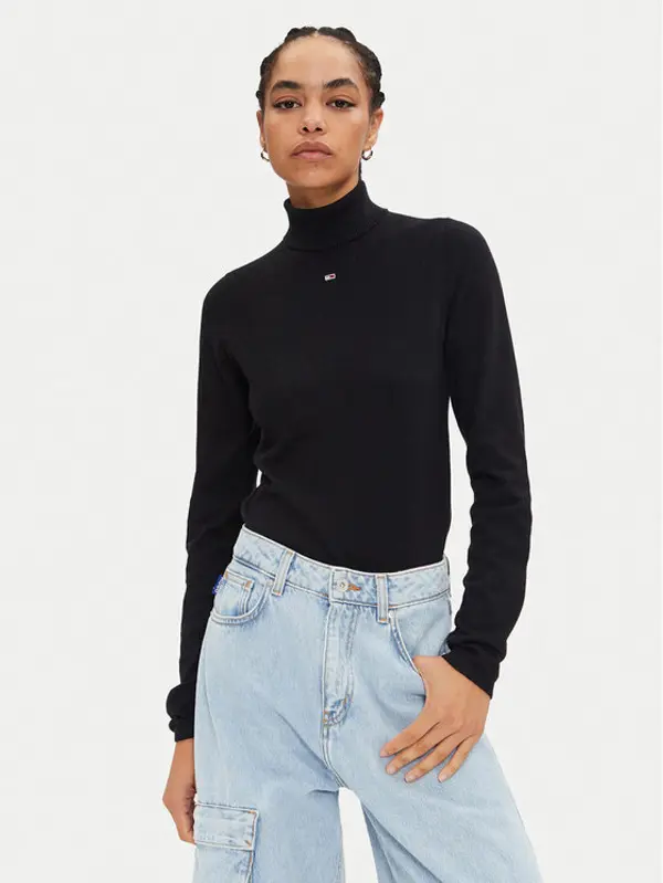 Tommy Jeans Tommy Jeans Dolčevita Essential DW0DW19686 Crna Regular Fit