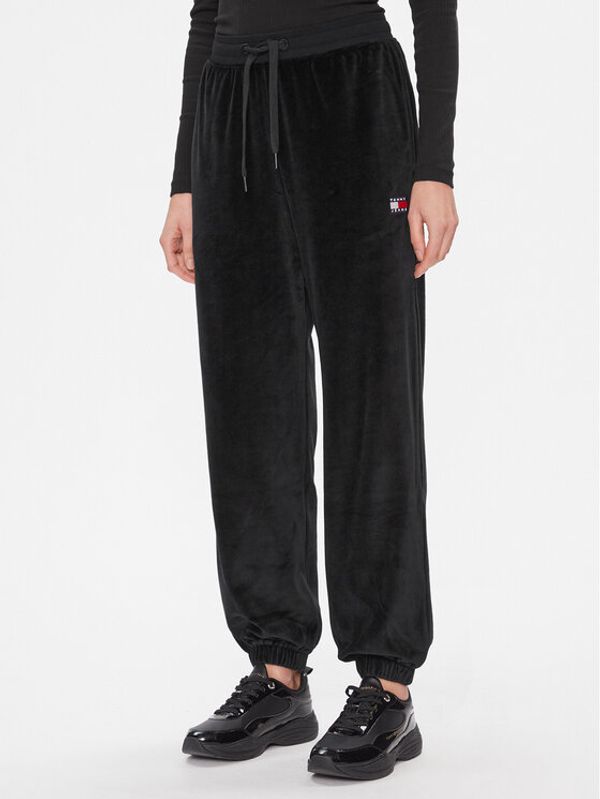 Tommy Jeans Tommy Jeans Donji dio trenerke Velour DW0DW17537 Crna Relaxed Fit