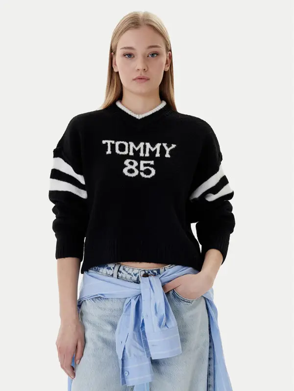 Tommy Jeans Tommy Jeans Džemper 85 Varsity DW0DW22033 Crna Regular Fit