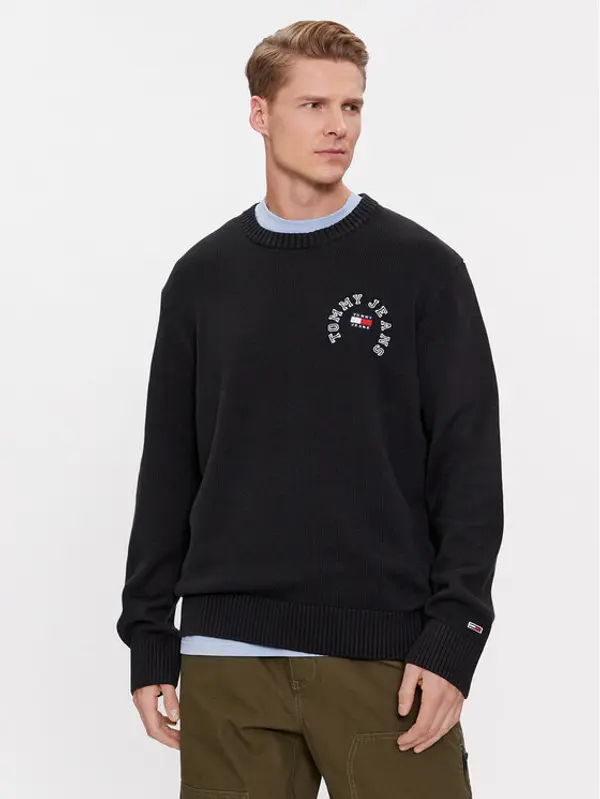 Tommy Jeans Tommy Jeans Džemper Arched Graphic DM0DM16784 Crna Relaxed Fit