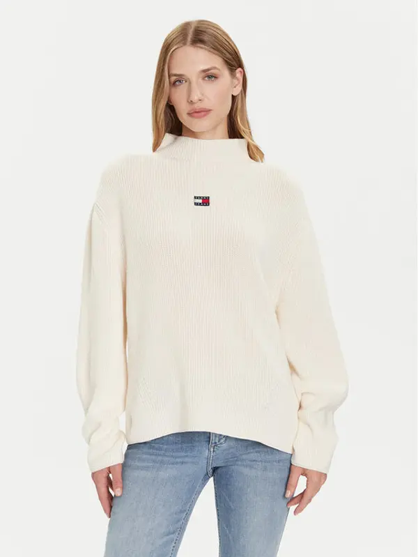 Tommy Jeans Tommy Jeans Džemper Badge DW0DW21676 Écru Relaxed Fit